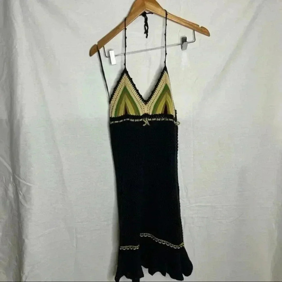 Free people crotchet black halter dress - Picture 1 of 12